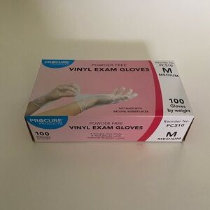 Procure Powder Free Vinyl Gloves Size M - 100 counts
